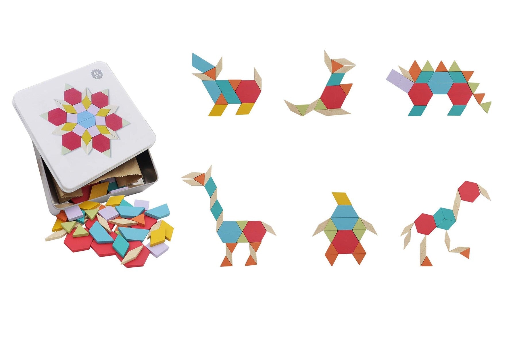 CALM & BREEZY PATTERN BLOCKS IN TIN BOX - Bamboo Sprout