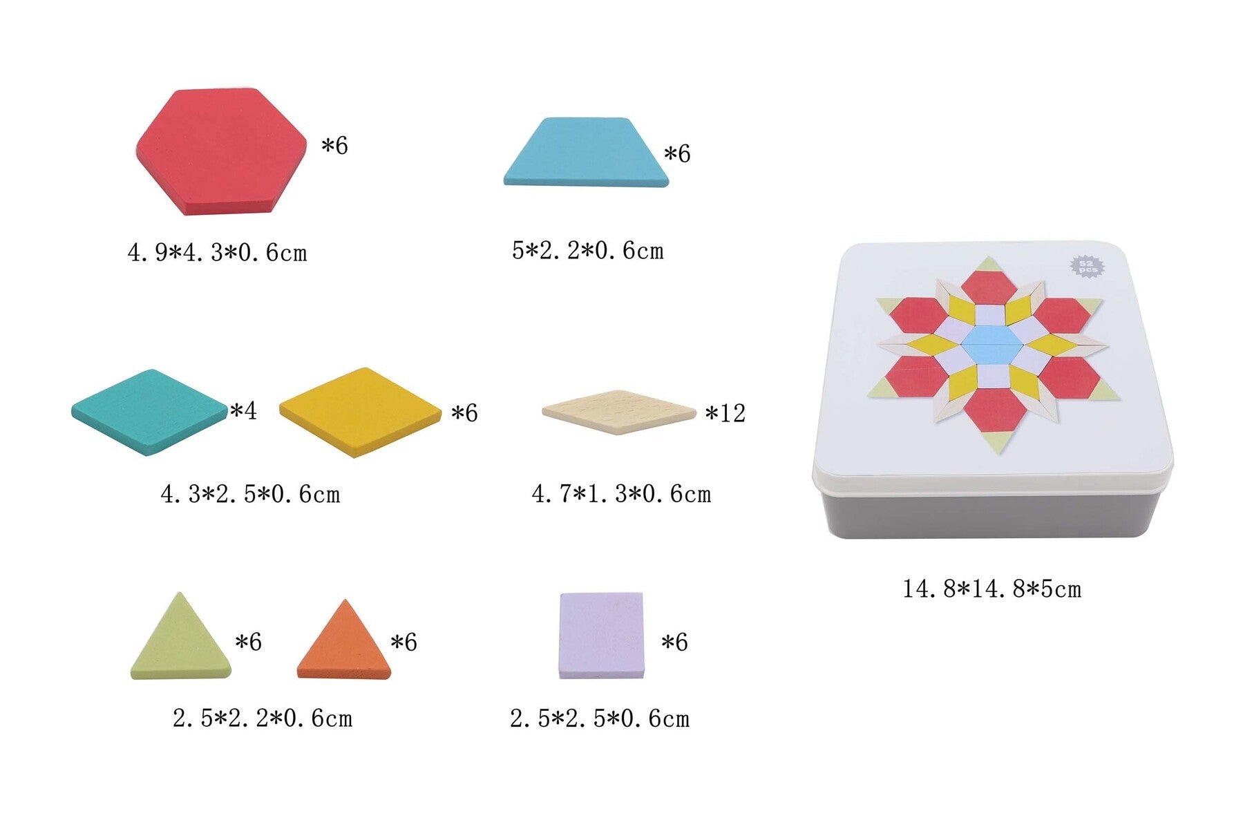 CALM & BREEZY PATTERN BLOCKS IN TIN BOX - Bamboo Sprout
