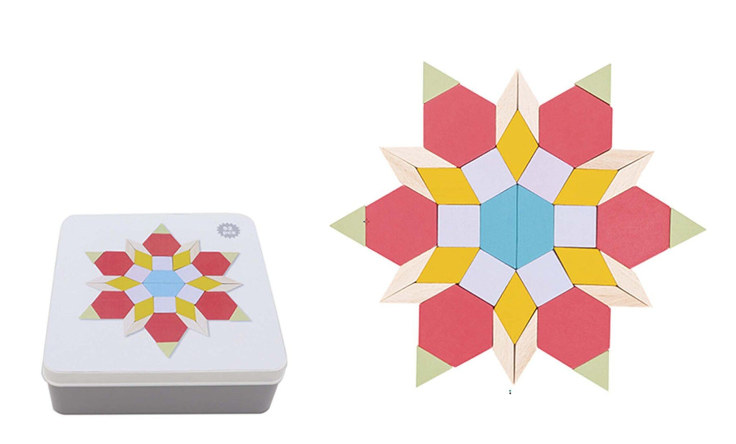 CALM & BREEZY PATTERN BLOCKS IN TIN BOX - Bamboo Sprout