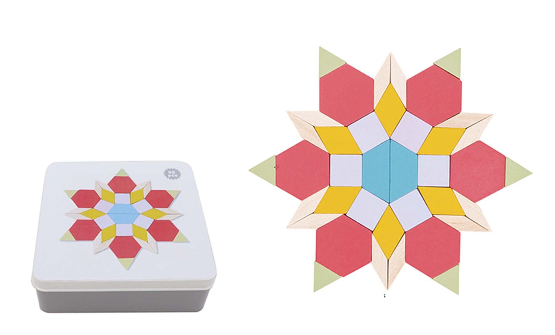 CALM & BREEZY PATTERN BLOCKS IN TIN BOX - Bamboo Sprout