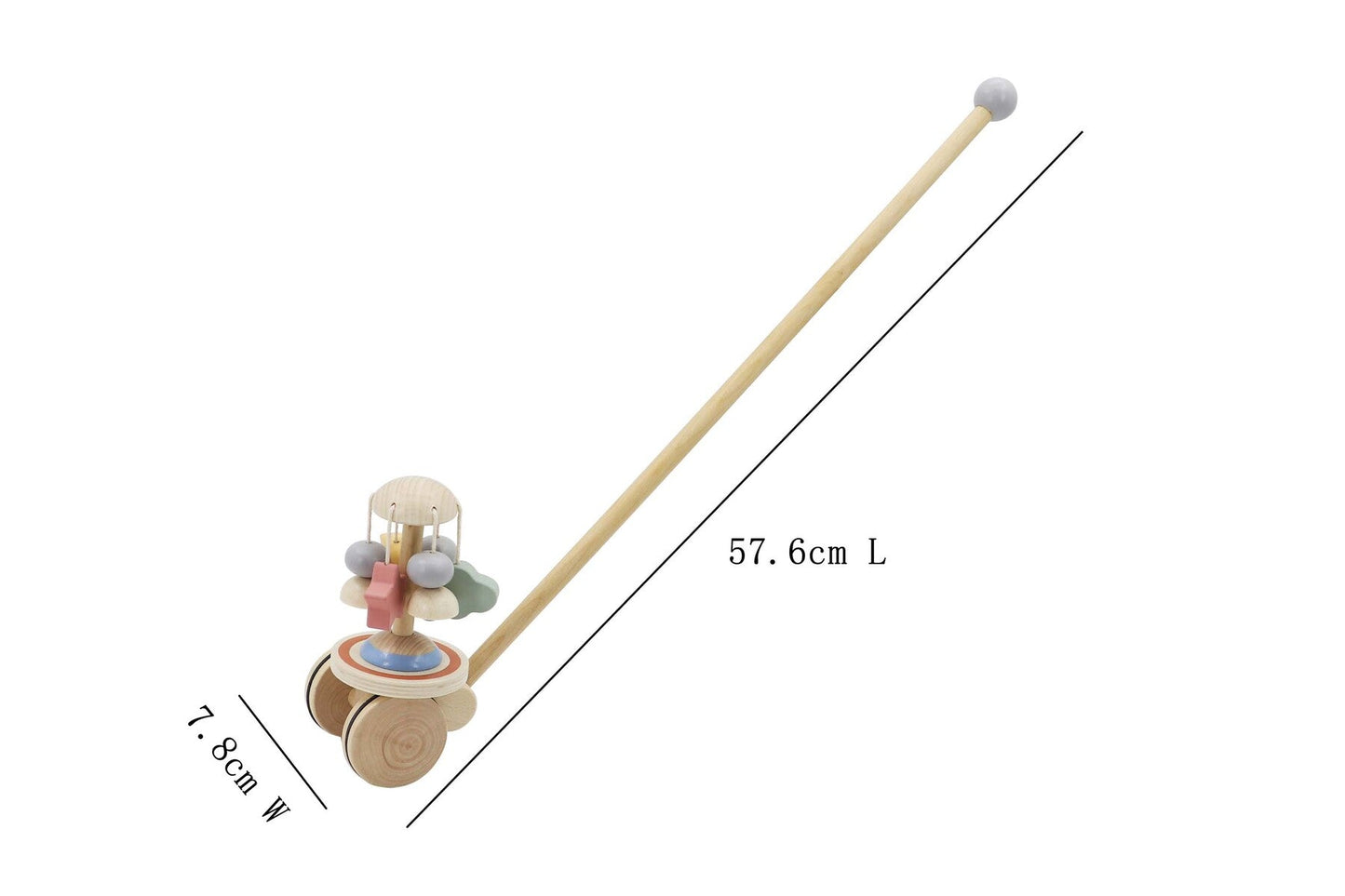 Calm & Breezy push-along spinning carousel by Kaper Kidz with colorful animals and rotating features for young children.
