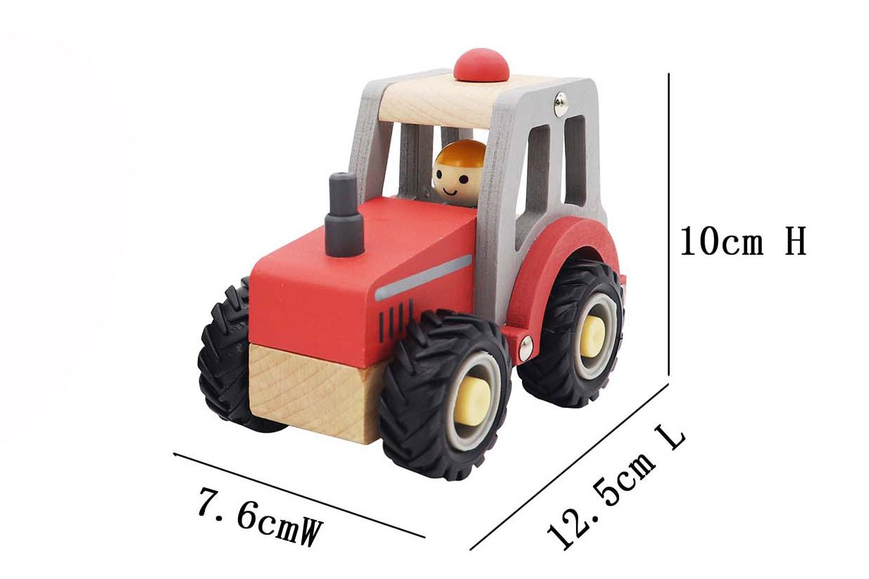 CALM & BREEZY TRACTOR WITH RUBBER WHEELS RED - Bamboo Sprout