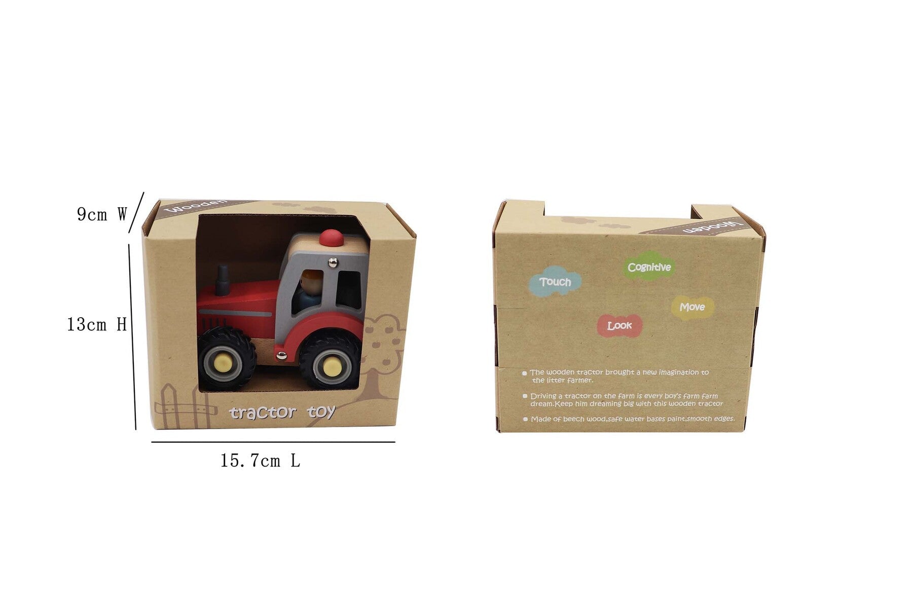 Red Calm & Breezy Tractor with rubber wheels by Kaper Kidz, featuring a sturdy design and realistic tractor details.