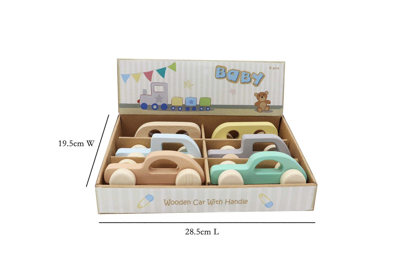 CALM & BREEZY WOODEN CAR IN DISPLAY BOX SET OF 6 - Bamboo Sprout