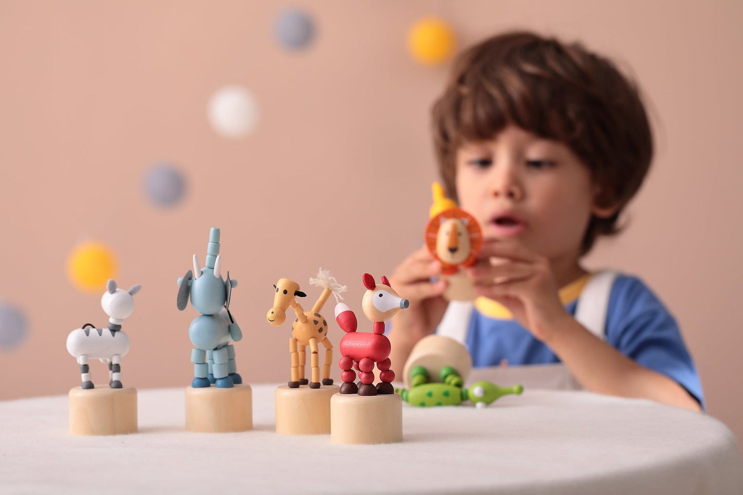 CALM & BREEZY WOODEN DANCING JUNGLE ANIMAL SET OF 6 - Bamboo Sprout