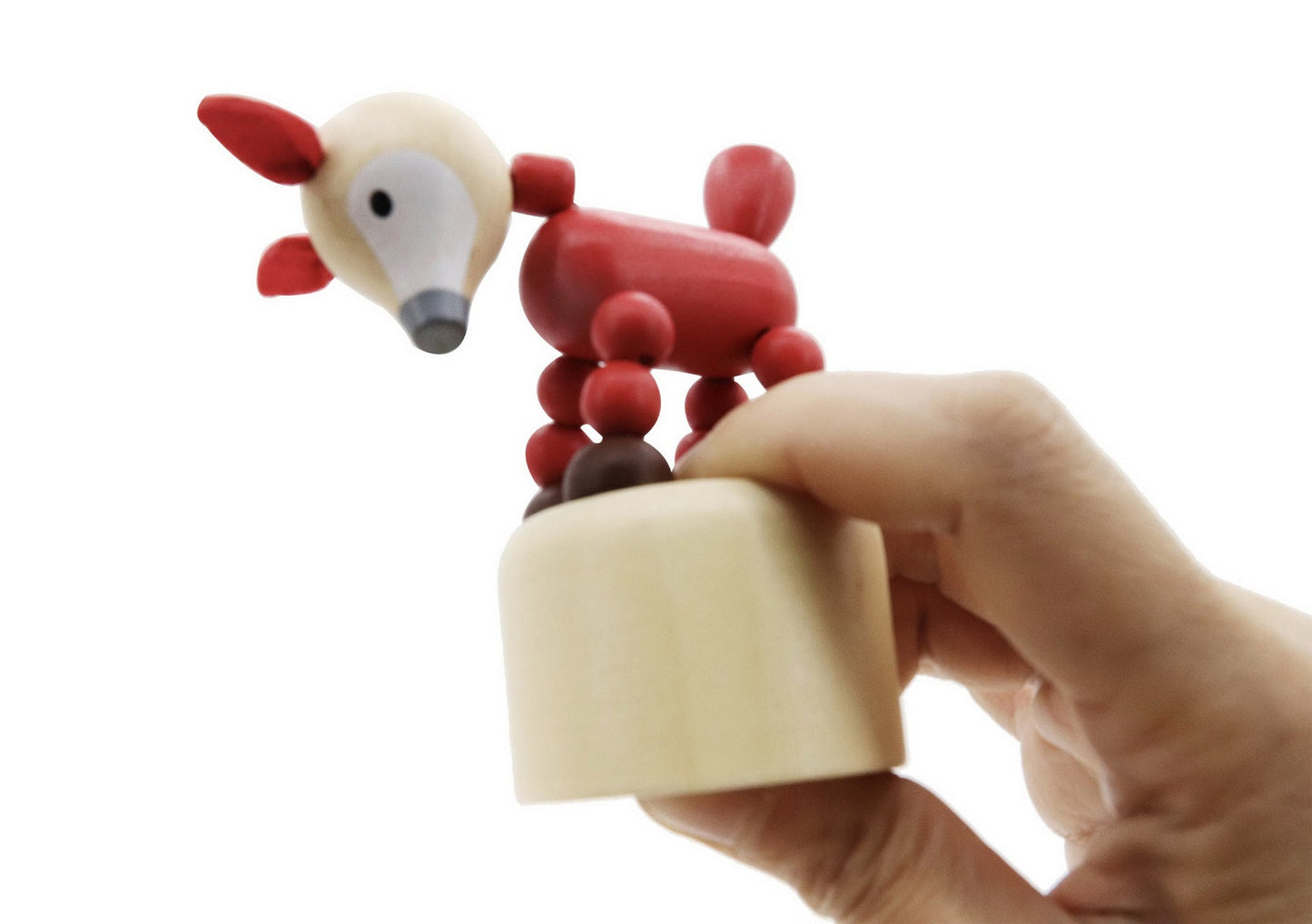 Set of six wooden jungle animal toys by Calm & Breezy Kaper Kidz, featuring dancing lion, elephant, and tiger figures.