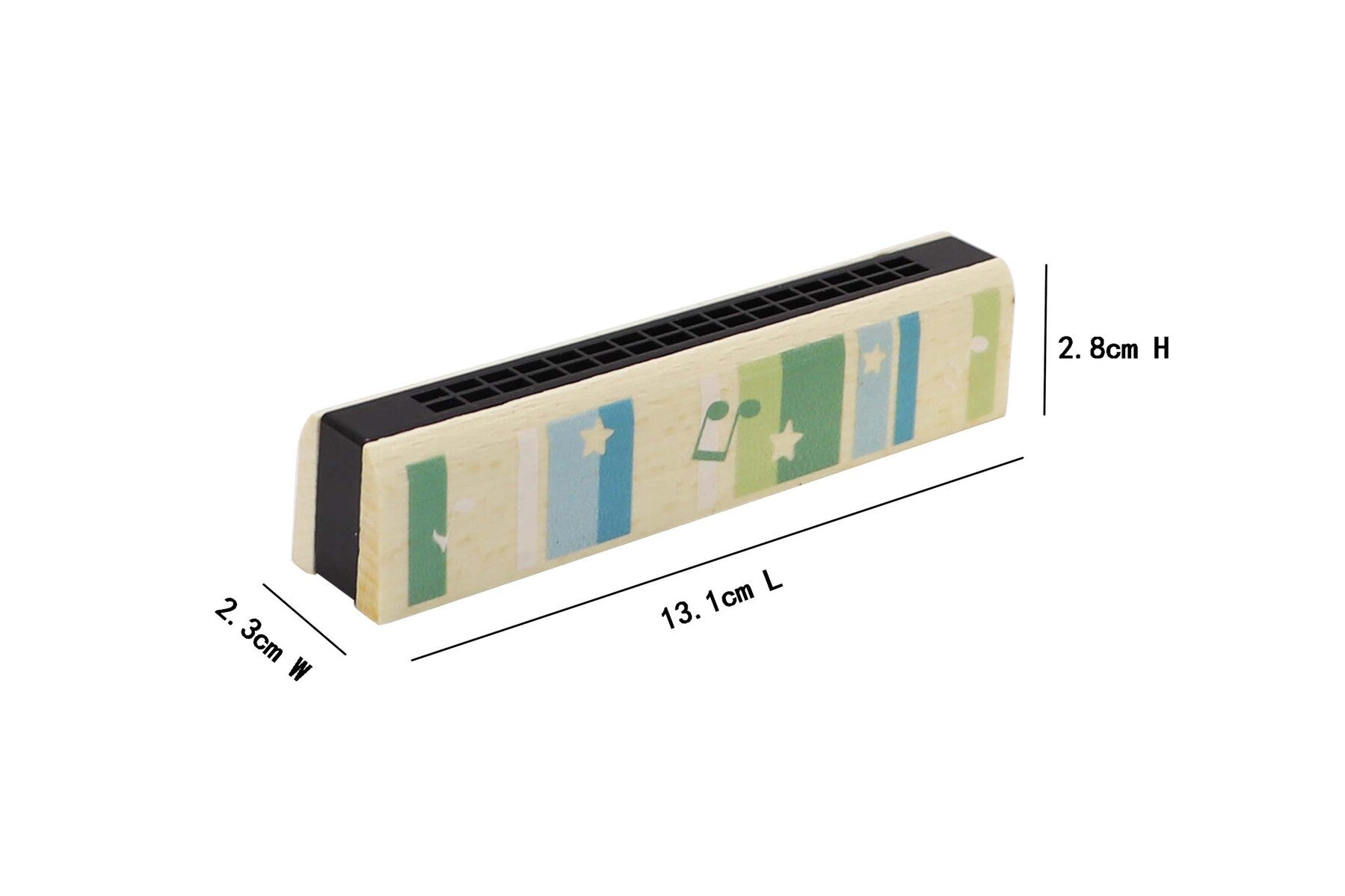 Kaper Kidz Calm & Breezy wooden harmonica with natural wood finish, small size, and multiple holes for music play.