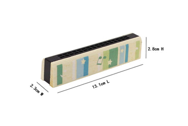 Kaper Kidz Calm & Breezy wooden harmonica with natural wood finish, small size, and multiple holes for music play.