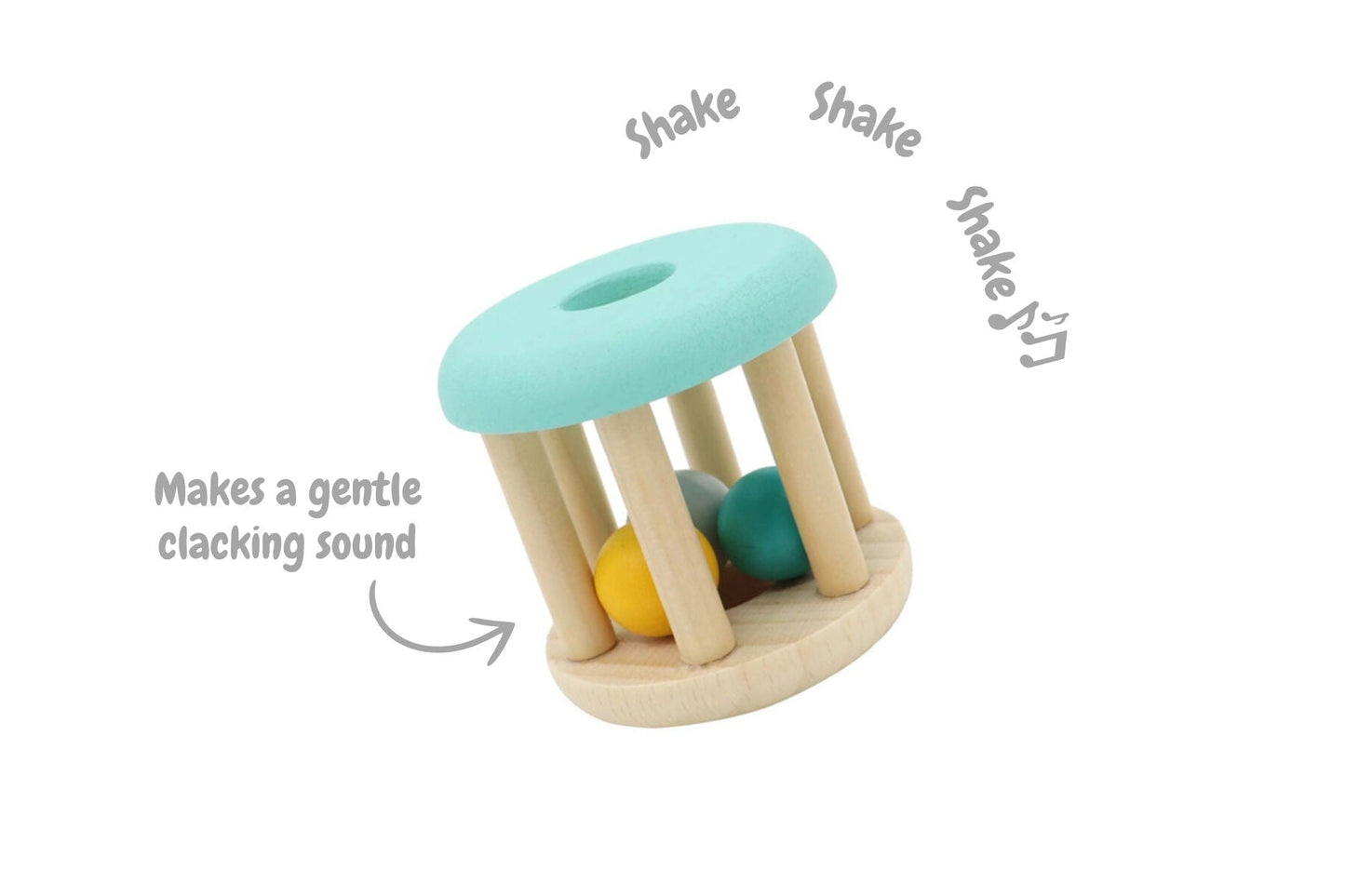 CALM & BREEZY WOODEN RATTLE MINT GREEN - Bamboo Sprout
