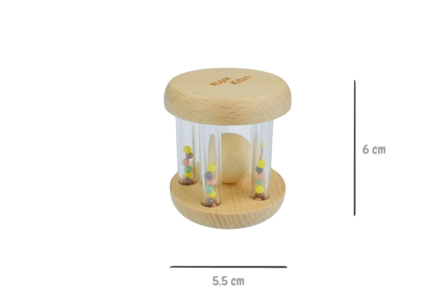 CALM & BREEZY WOODEN RATTLE WITH RAINBOW BEAD - Bamboo Sprout