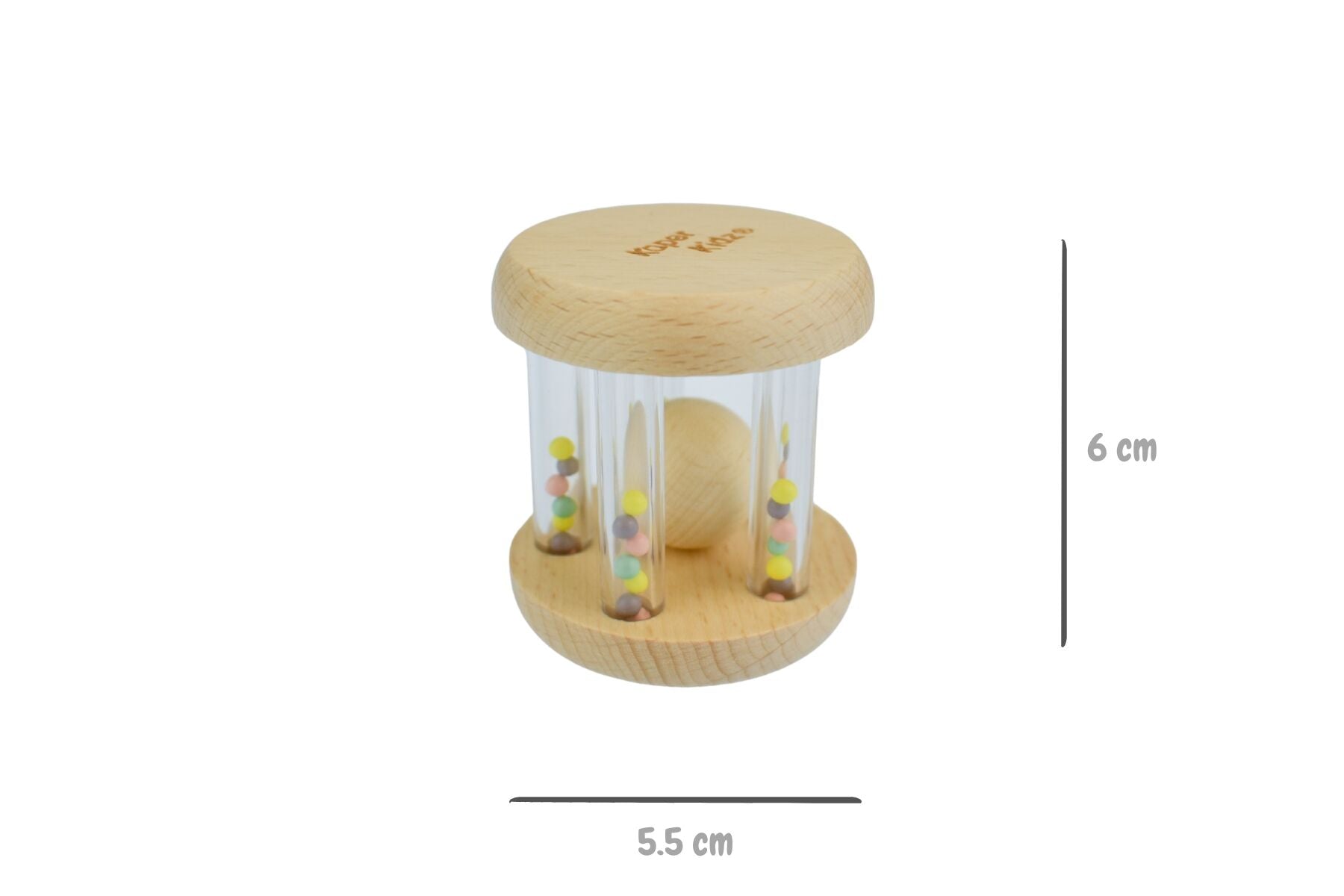 CALM & BREEZY WOODEN RATTLE WITH RAINBOW BEAD - Bamboo Sprout