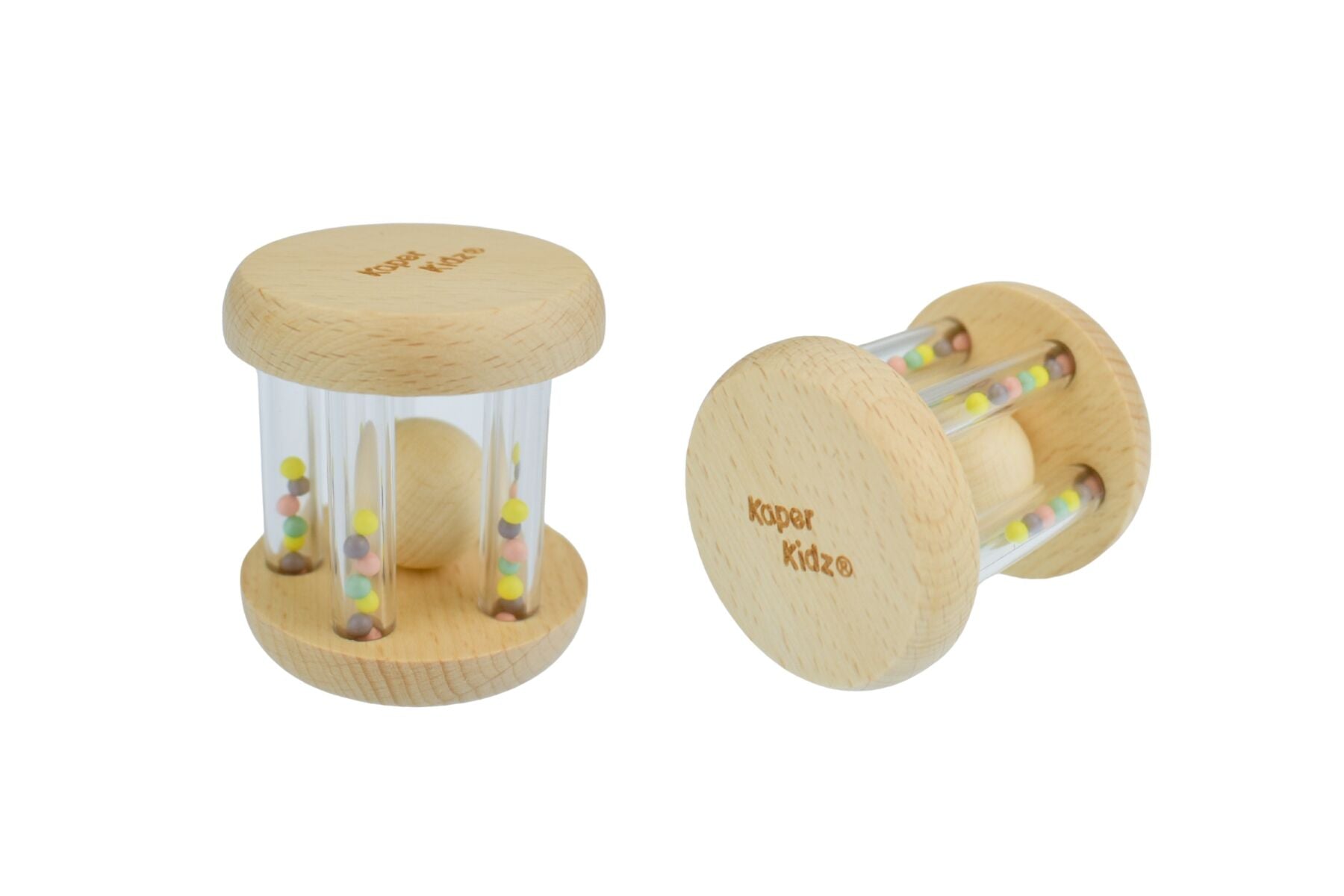 CALM & BREEZY WOODEN RATTLE WITH RAINBOW BEAD - Bamboo Sprout