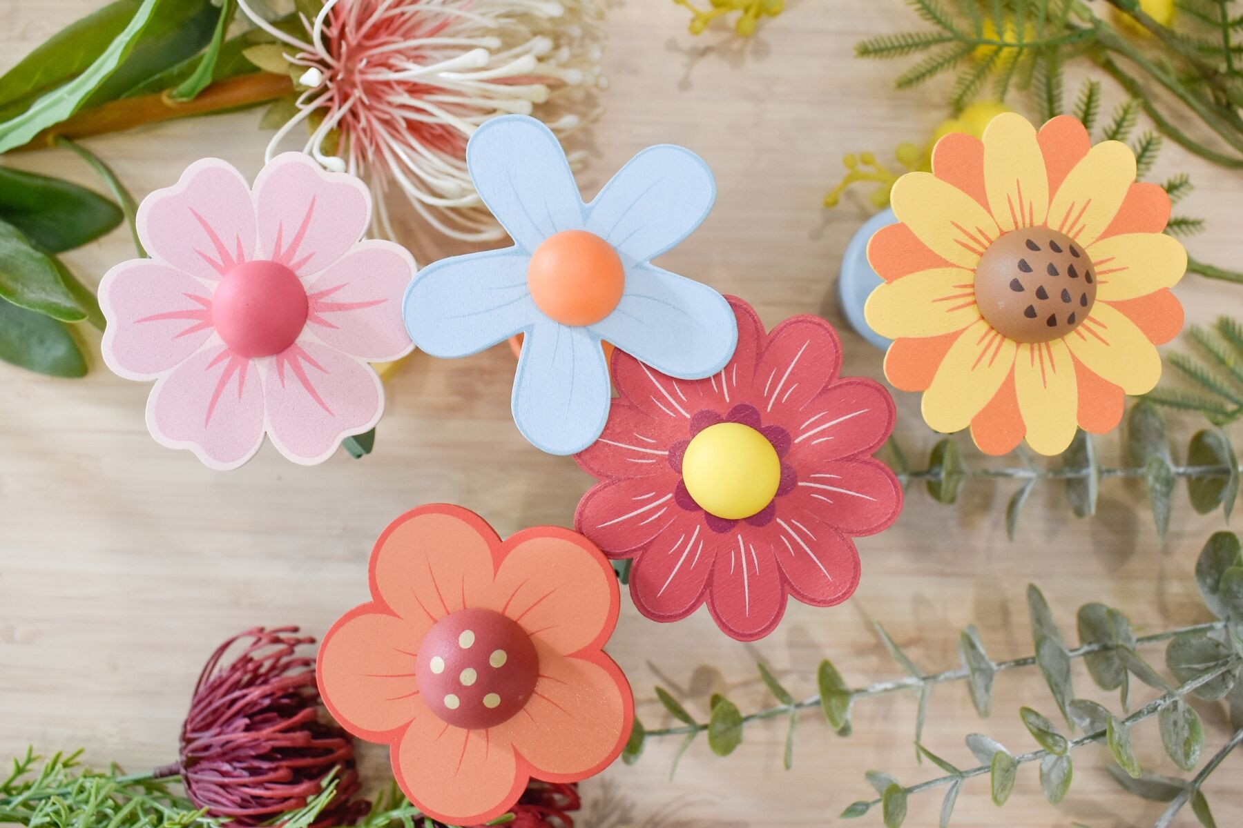 WOODEN DANCING FLOWER PACK OF 5 - Bamboo Sprout