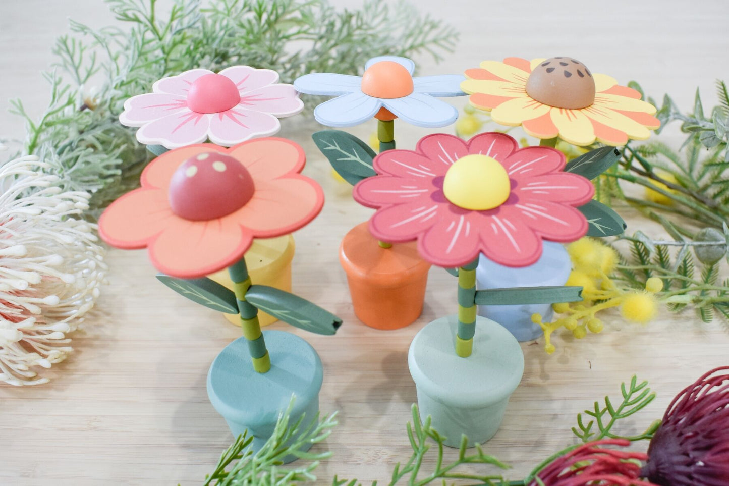 WOODEN DANCING FLOWER PACK OF 5 - Bamboo Sprout