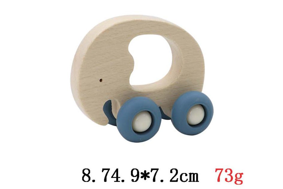 WOODEN GRIP ELEPHANT WITH SILICONE WHEELS - Bamboo Sprout