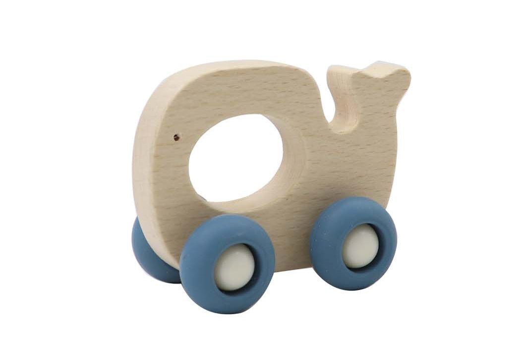 WOODEN GRIP WHALE WITH SILICONE WHEELS - Bamboo Sprout