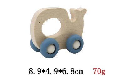 WOODEN GRIP WHALE WITH SILICONE WHEELS - Bamboo Sprout