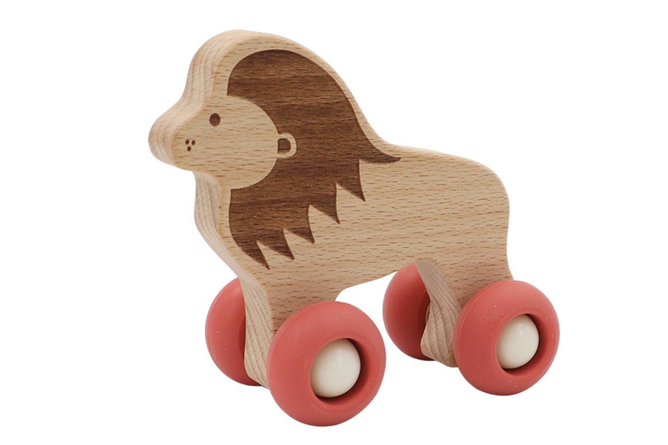 WOODEN LION WITH SILICONE WHEELS - Bamboo Sprout