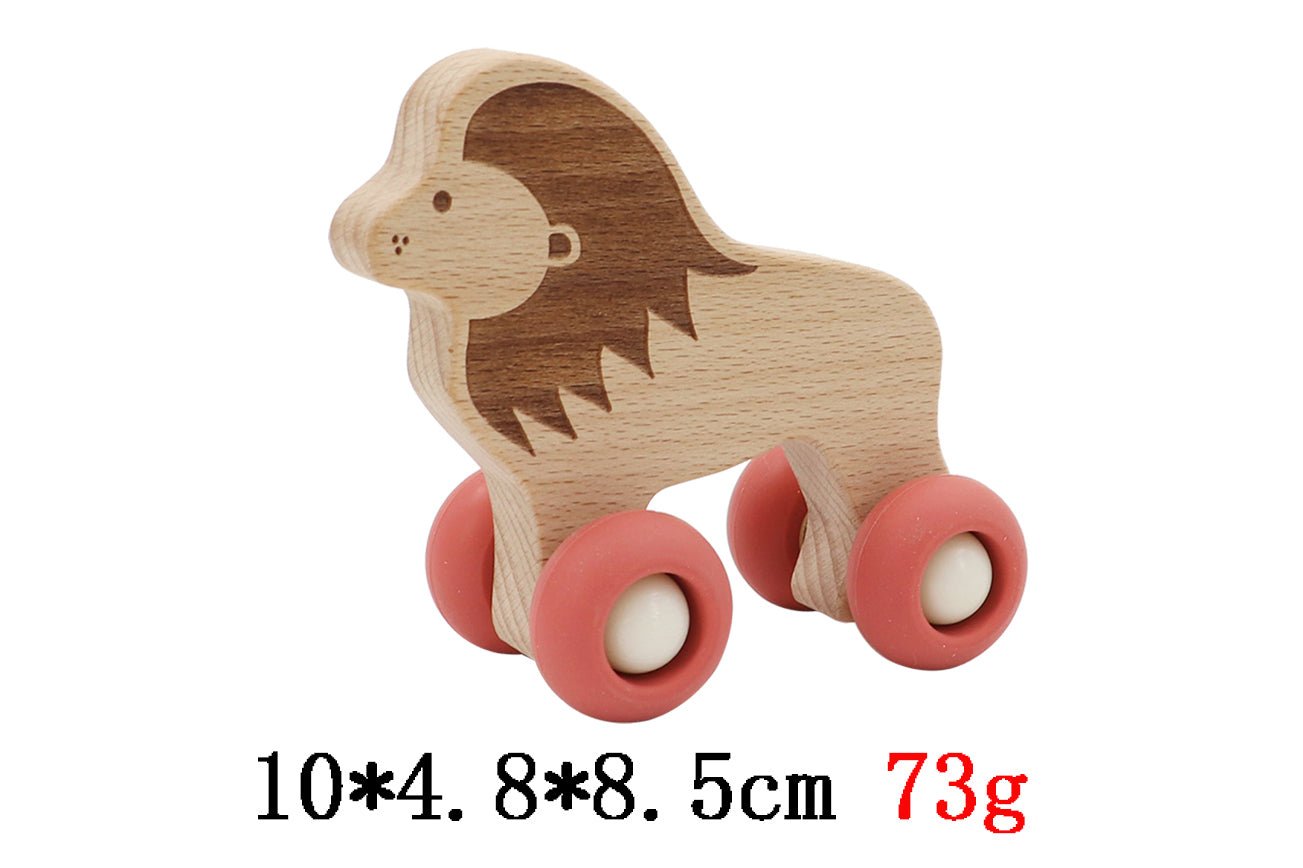 WOODEN LION WITH SILICONE WHEELS - Bamboo Sprout