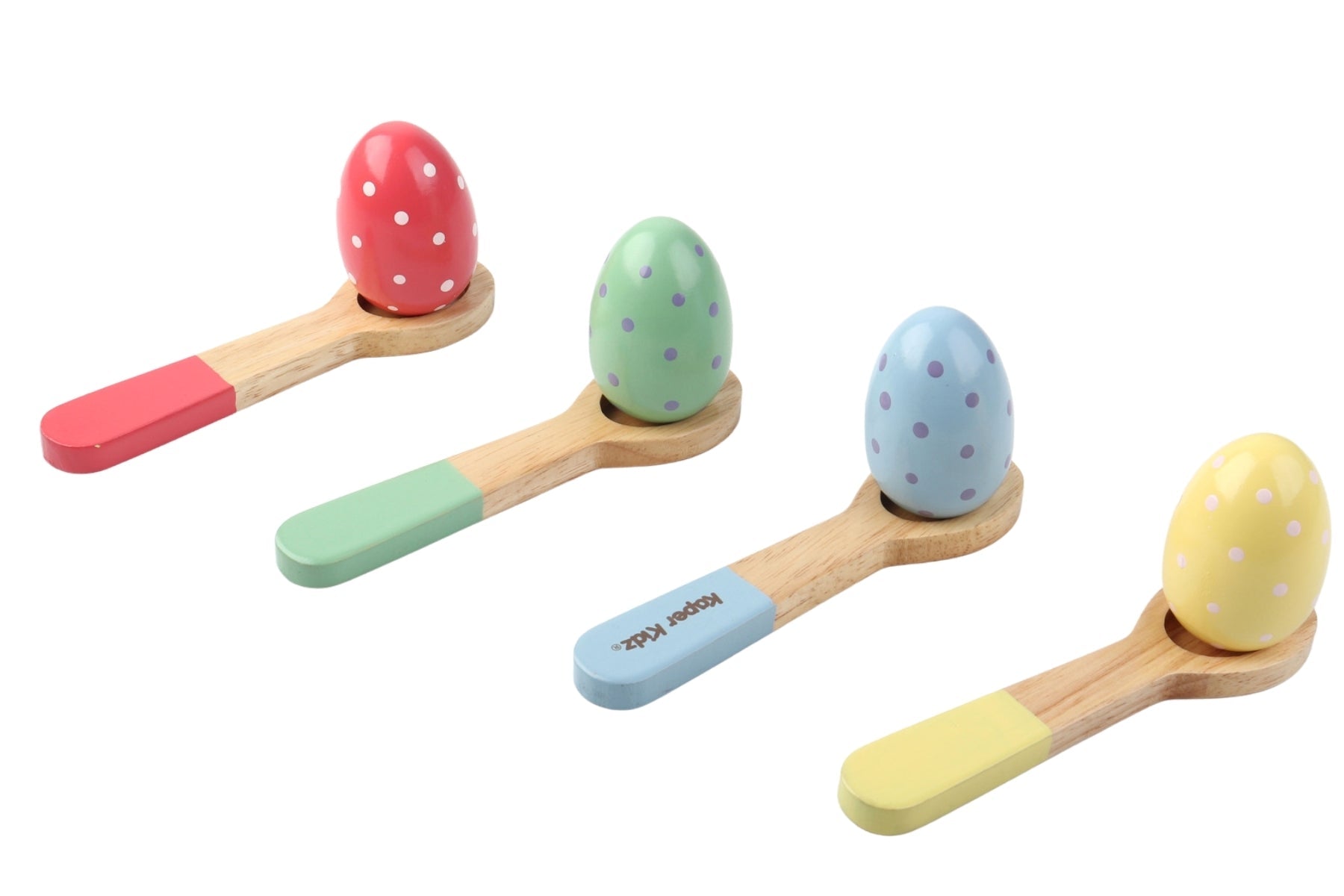 Kaper Kidz Sundae Egg & Spoon Racing Game with colorful plastic eggs and spoons for kids' outdoor fun.