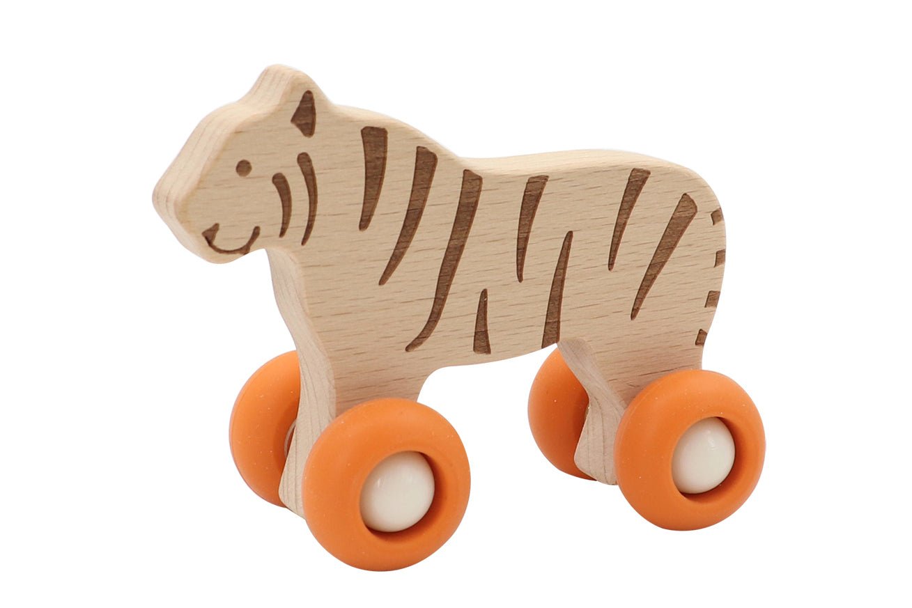 WOODEN TIGER WITH SILICONE WHEELS - Bamboo Sprout