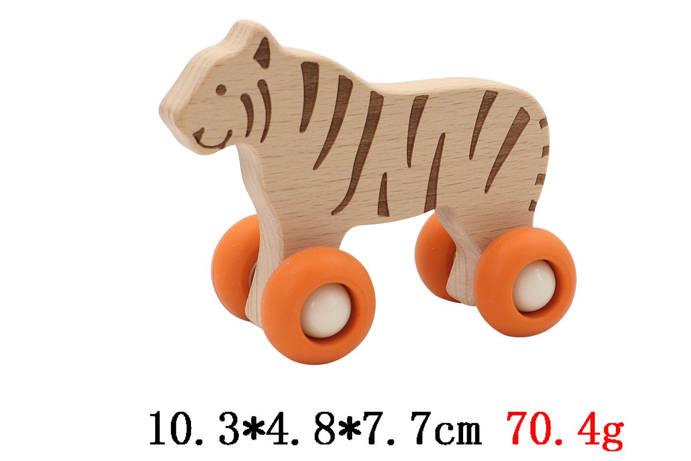 WOODEN TIGER WITH SILICONE WHEELS - Bamboo Sprout
