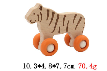 WOODEN TIGER WITH SILICONE WHEELS - Bamboo Sprout