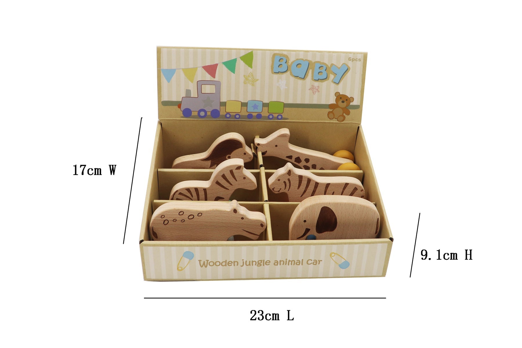 WILDLIFE WOODEN ANIMAL WITH SILICONE WHEELS PACK OF 6 - Bamboo Sprout