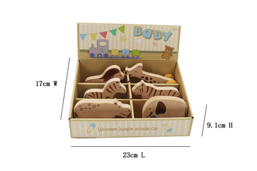 WILDLIFE WOODEN ANIMAL WITH SILICONE WHEELS PACK OF 6 - Bamboo Sprout