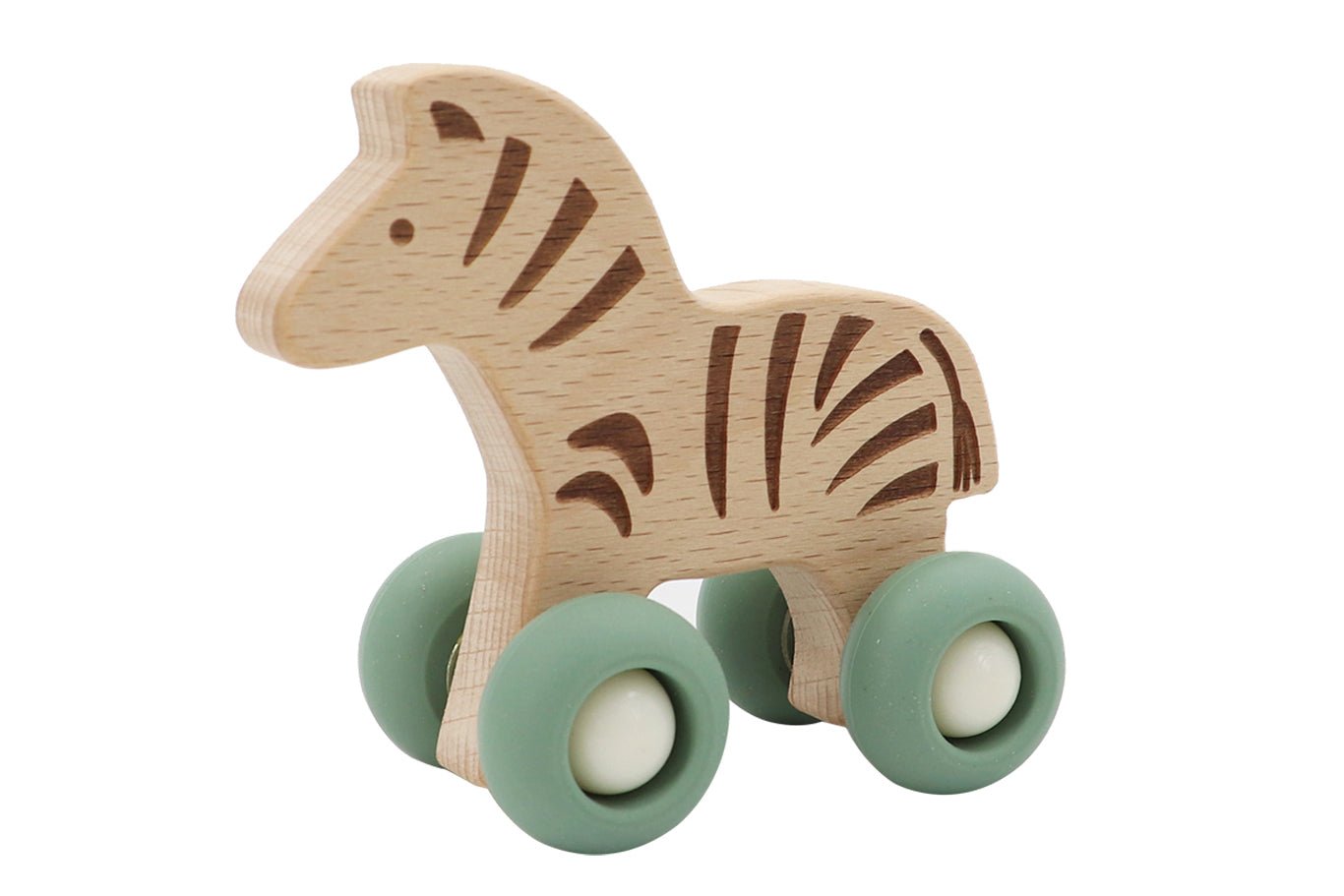 WOODEN ZEBRA WITH SILICONE WHEELS - Bamboo Sprout