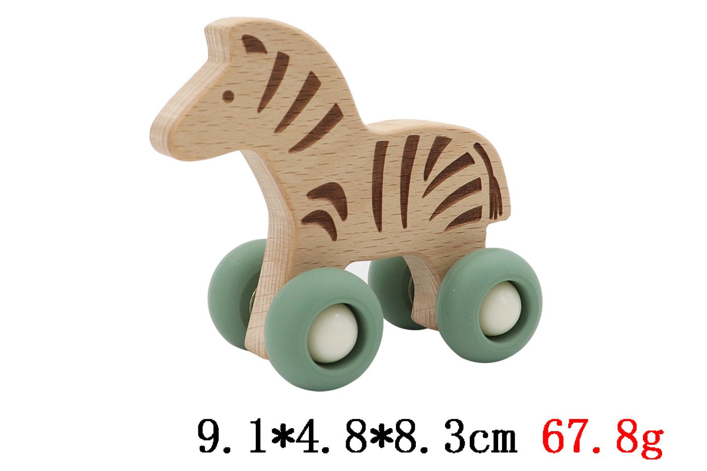WOODEN ZEBRA WITH SILICONE WHEELS - Bamboo Sprout