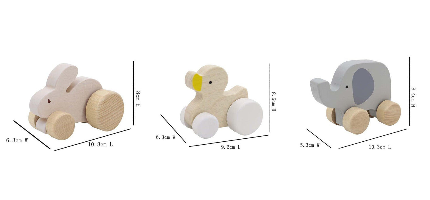 WOODEN ANIMAL CAR SET OF 3 - Bamboo Sprout