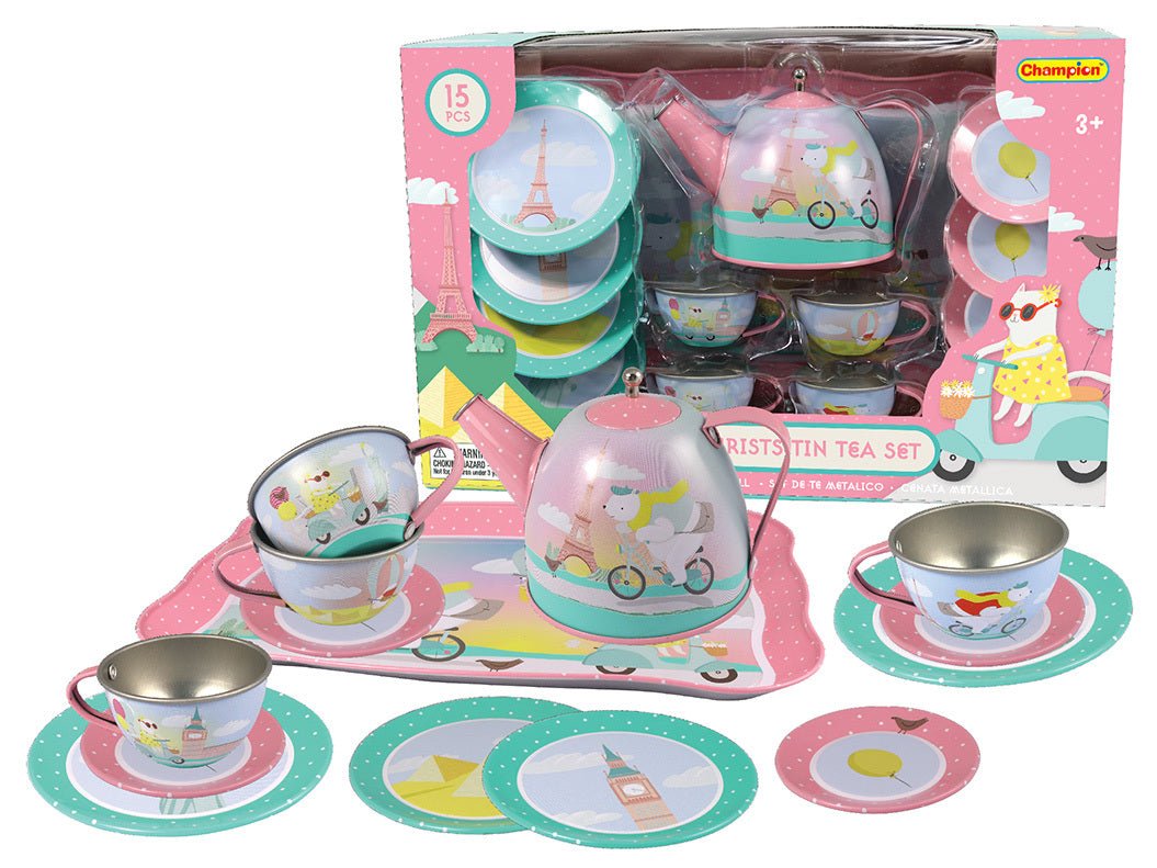 ANIMAL TOURISTS TIN TEA SET 15PCS - Bamboo Sprout