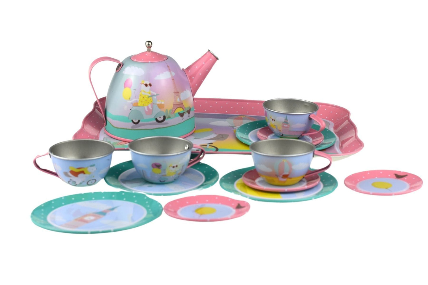ANIMAL TOURISTS TIN TEA SET 15PCS - Bamboo Sprout