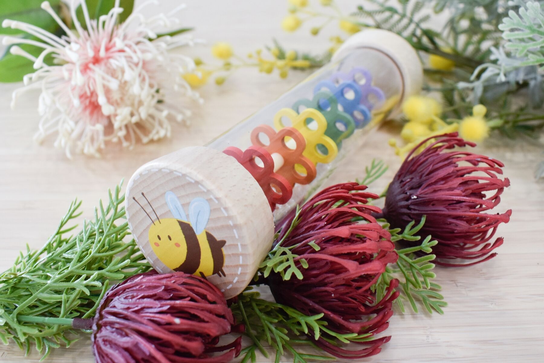 WOODEN BEE RAINMAKER RATTLE - Bamboo Sprout