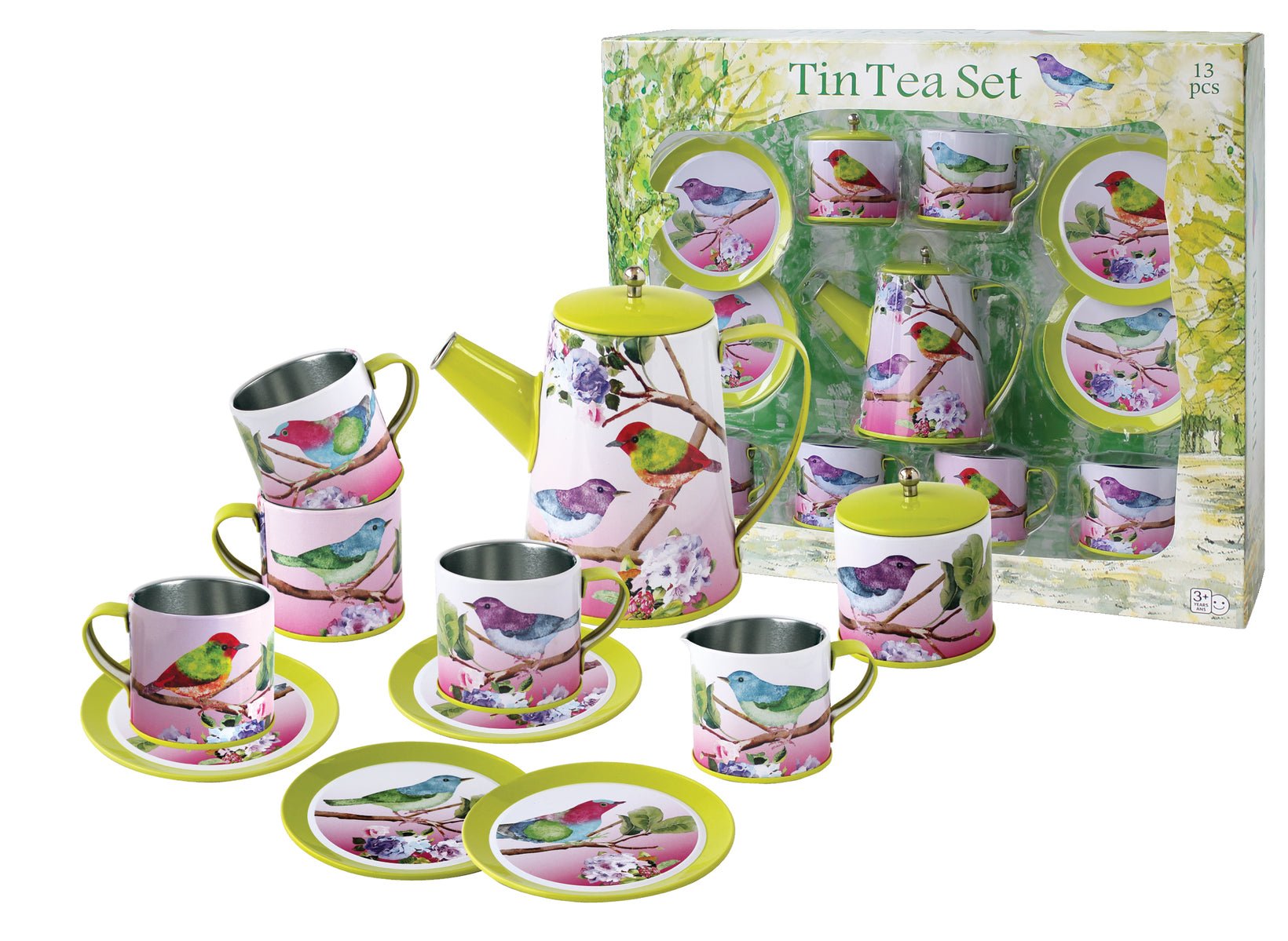 BIRD TIN TEA MUG SET 13PCS - Bamboo Sprout