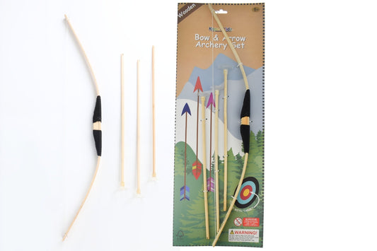 Kaper Kidz brand bow and arrow toy set with colorful plastic bow and soft arrow tips for children.