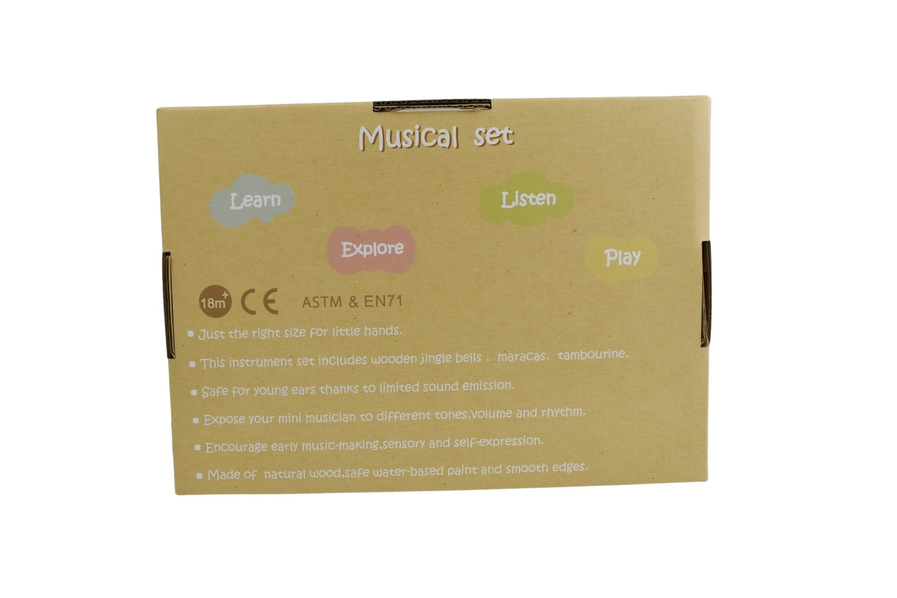 Kaper Kidz Calm & Breezy Deer Wooden Musical Set with three charming deer-shaped instruments for children.