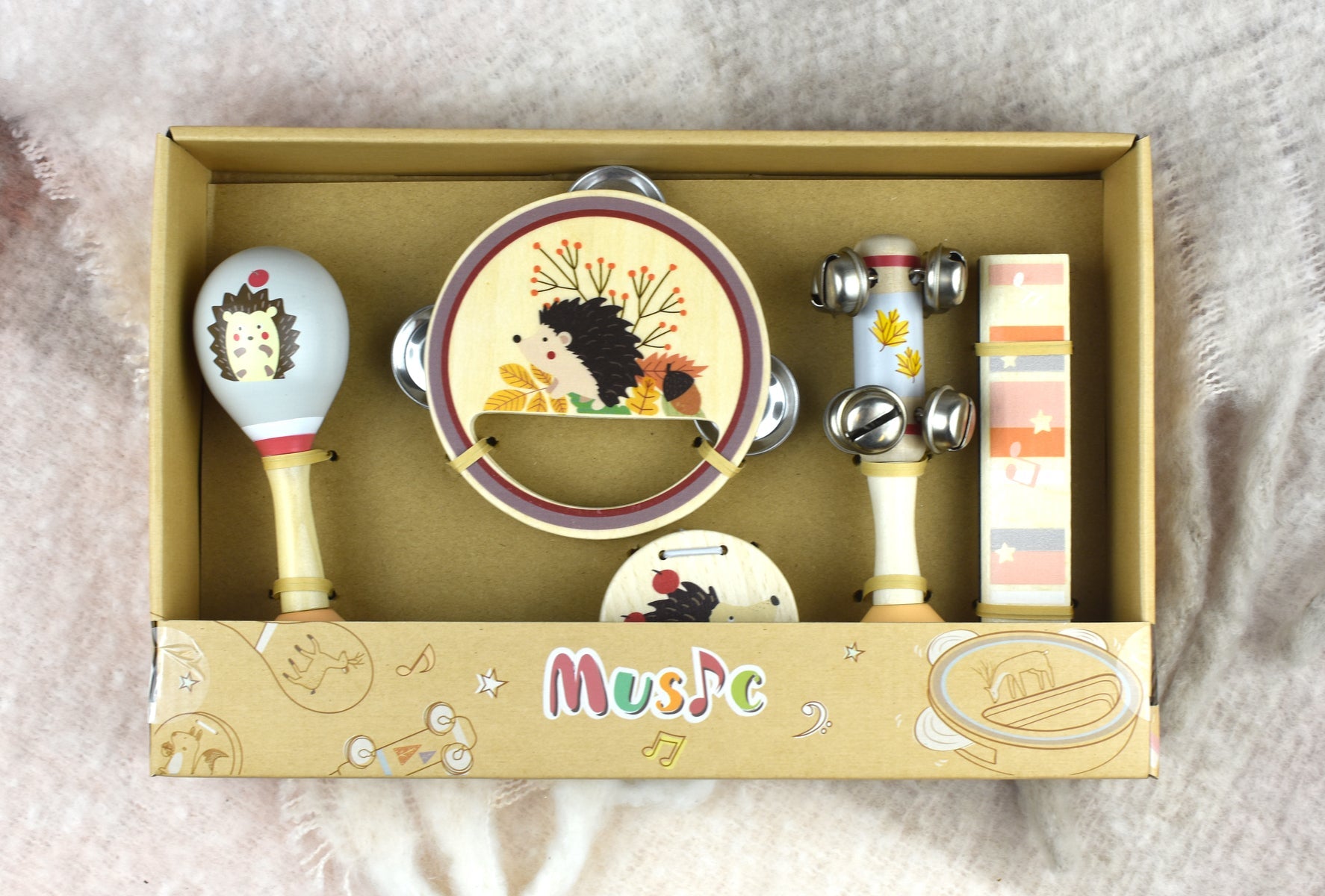 CALM & BREEZY HEDGEHOG WOODEN 5PCS MUSICAL SET - Bamboo Sprout