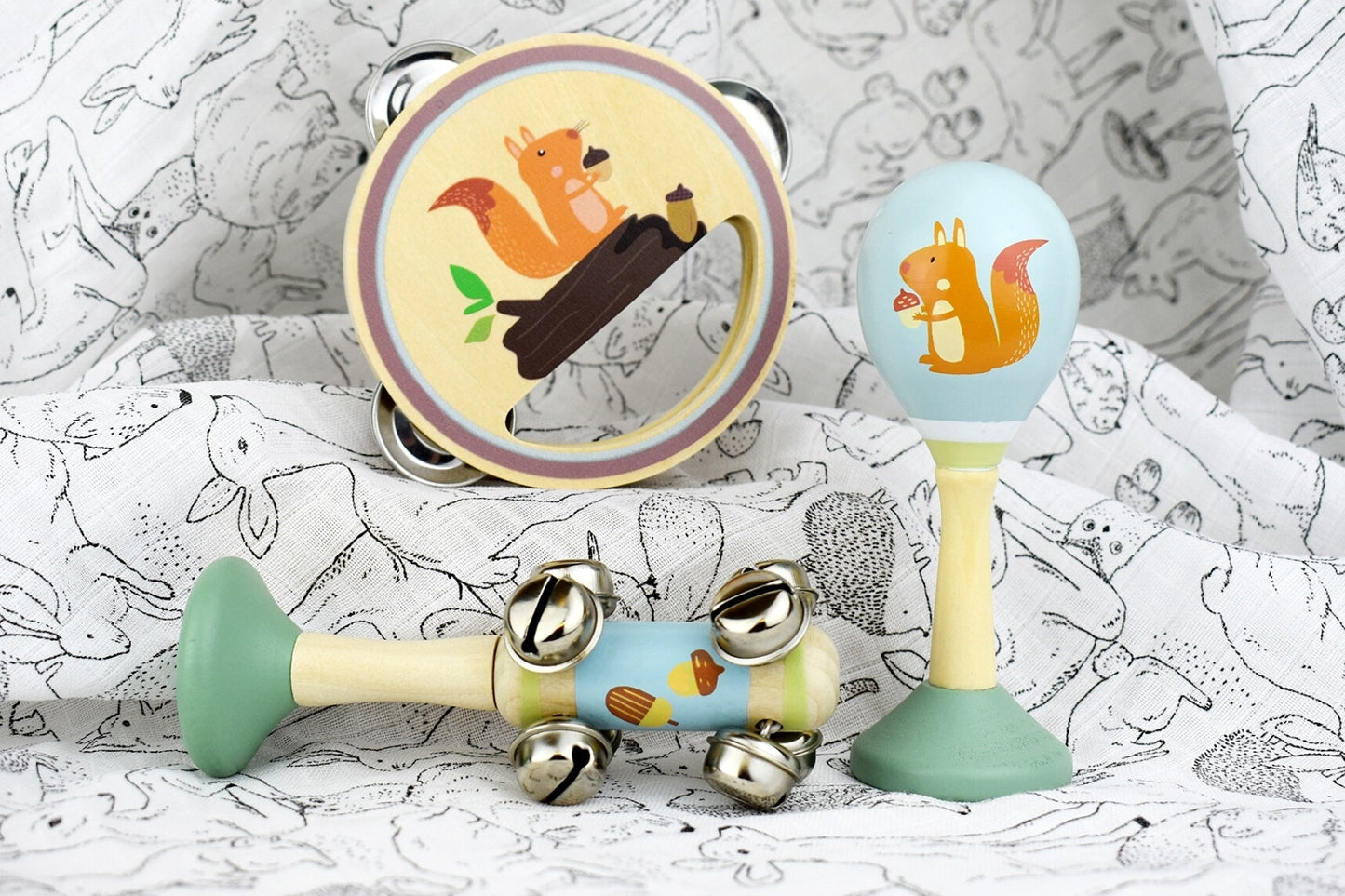 CALM & BREEZY SQUIRREL WOODEN 3PCS MUSICAL SET - Bamboo Sprout