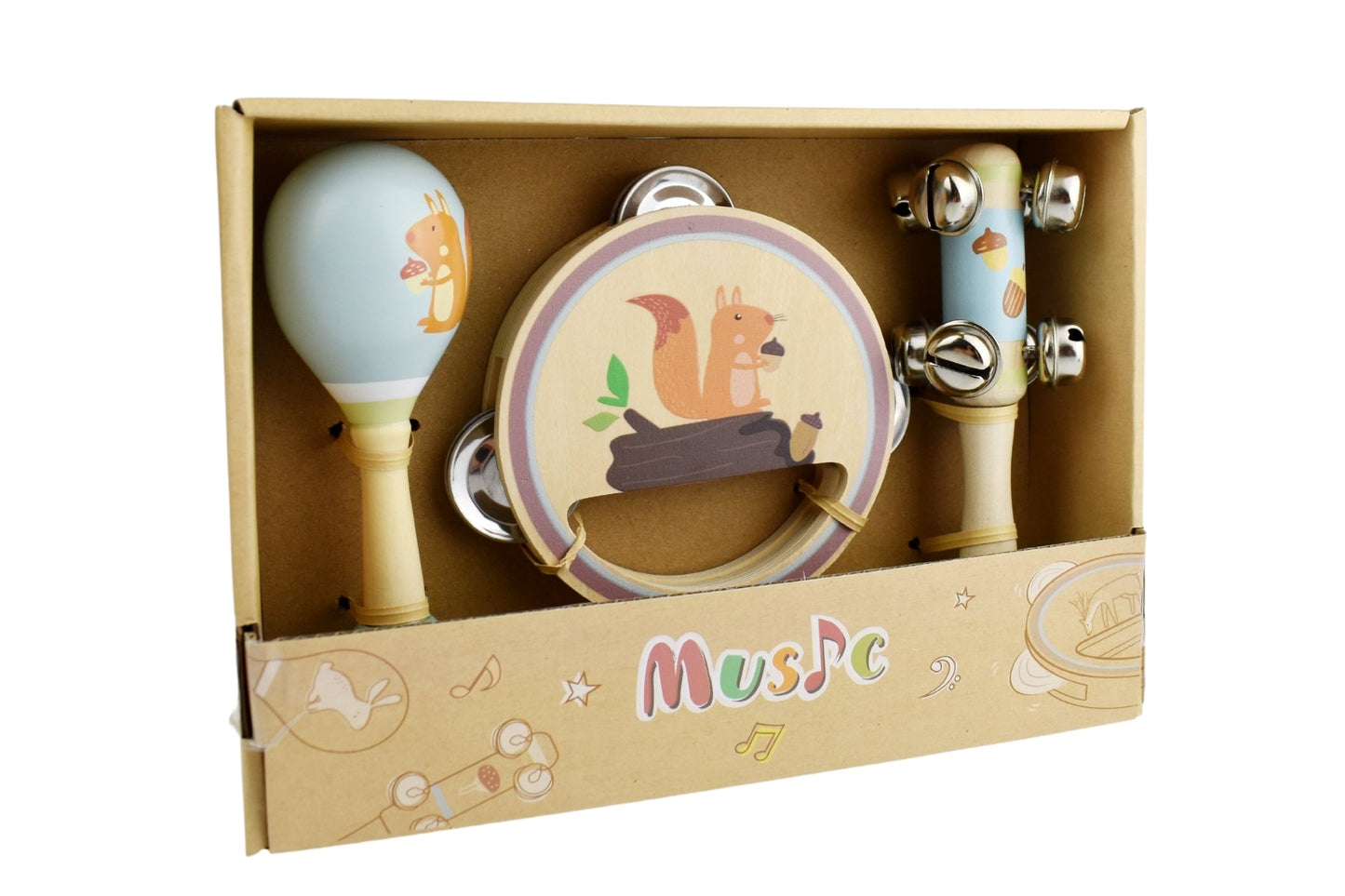 CALM & BREEZY SQUIRREL WOODEN 3PCS MUSICAL SET - Bamboo Sprout