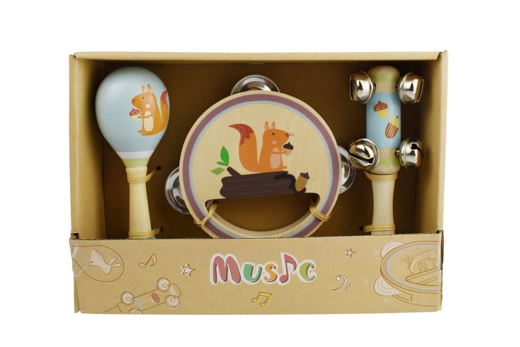CALM & BREEZY SQUIRREL WOODEN 3PCS MUSICAL SET - Bamboo Sprout