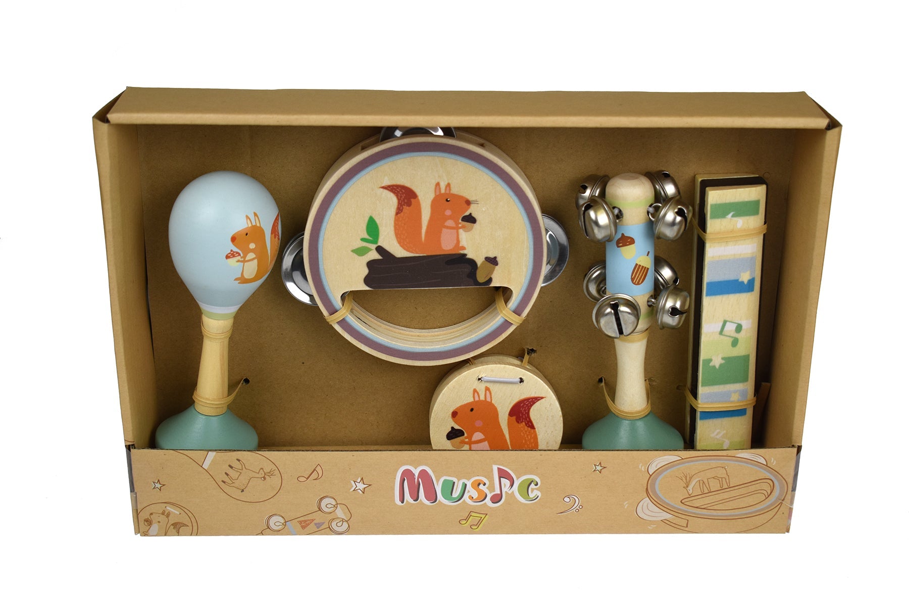 CALM & BREEZY SQUIRREL WOODEN 5PCS MUSICAL SET - Bamboo Sprout