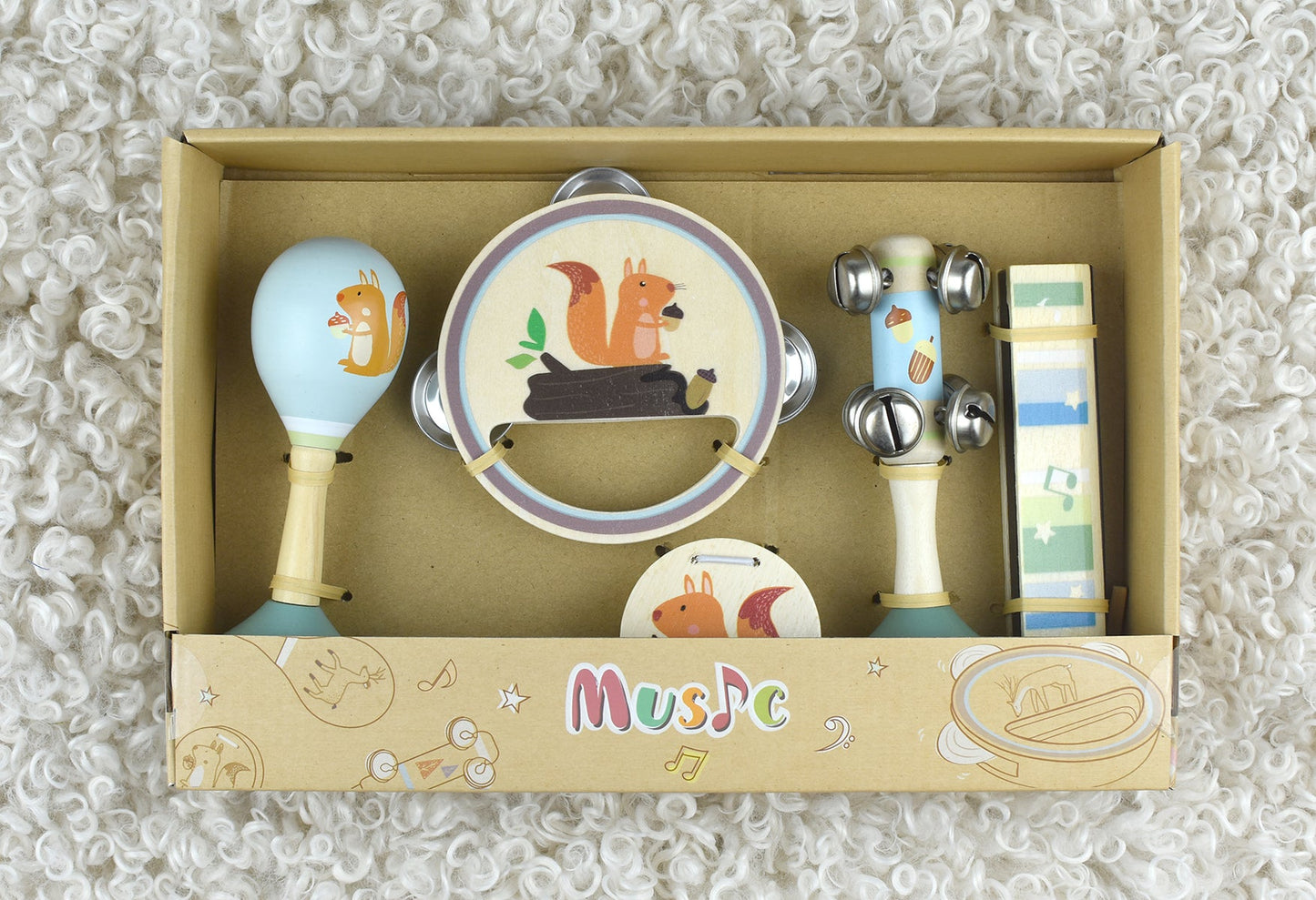 CALM & BREEZY SQUIRREL WOODEN 5PCS MUSICAL SET - Bamboo Sprout