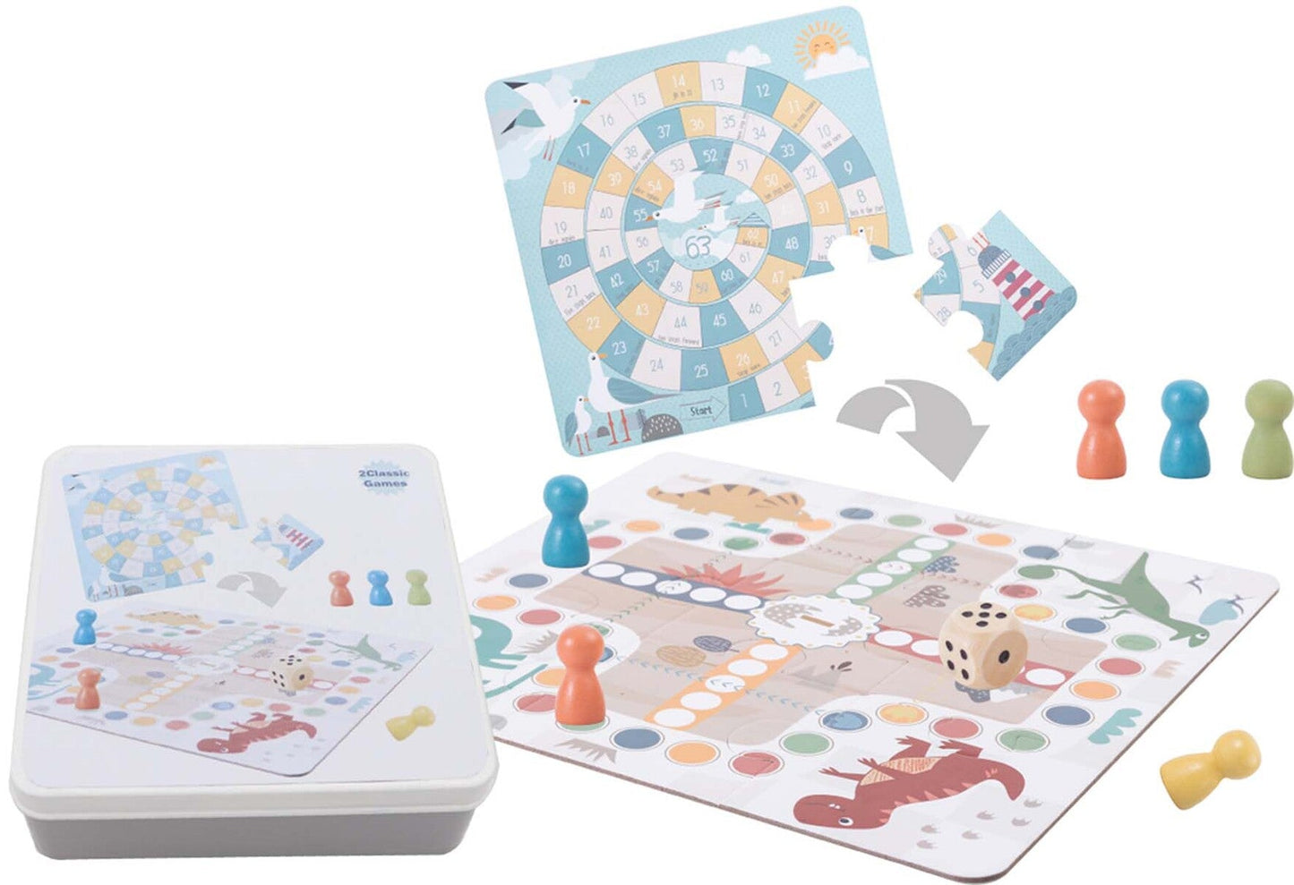 2 IN 1 CLASSIC GAME IN TIN BOX - LUDO & THE GAME OF GOOSE - Bamboo Sprout