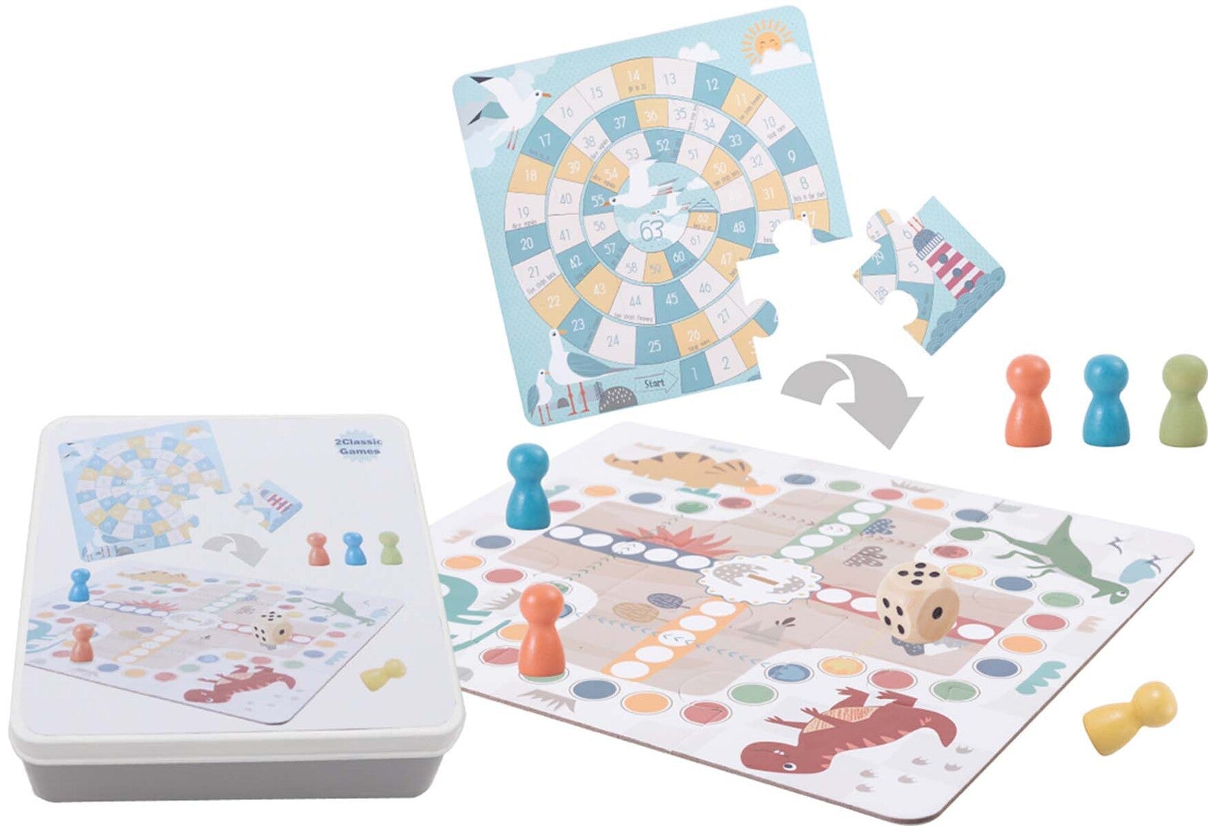 2 IN 1 CLASSIC GAME IN TIN BOX - LUDO & THE GAME OF GOOSE - Bamboo Sprout