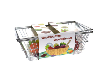 WOODEN CUTTING VEGETABLES WITH METAL BASKET - Bamboo Sprout
