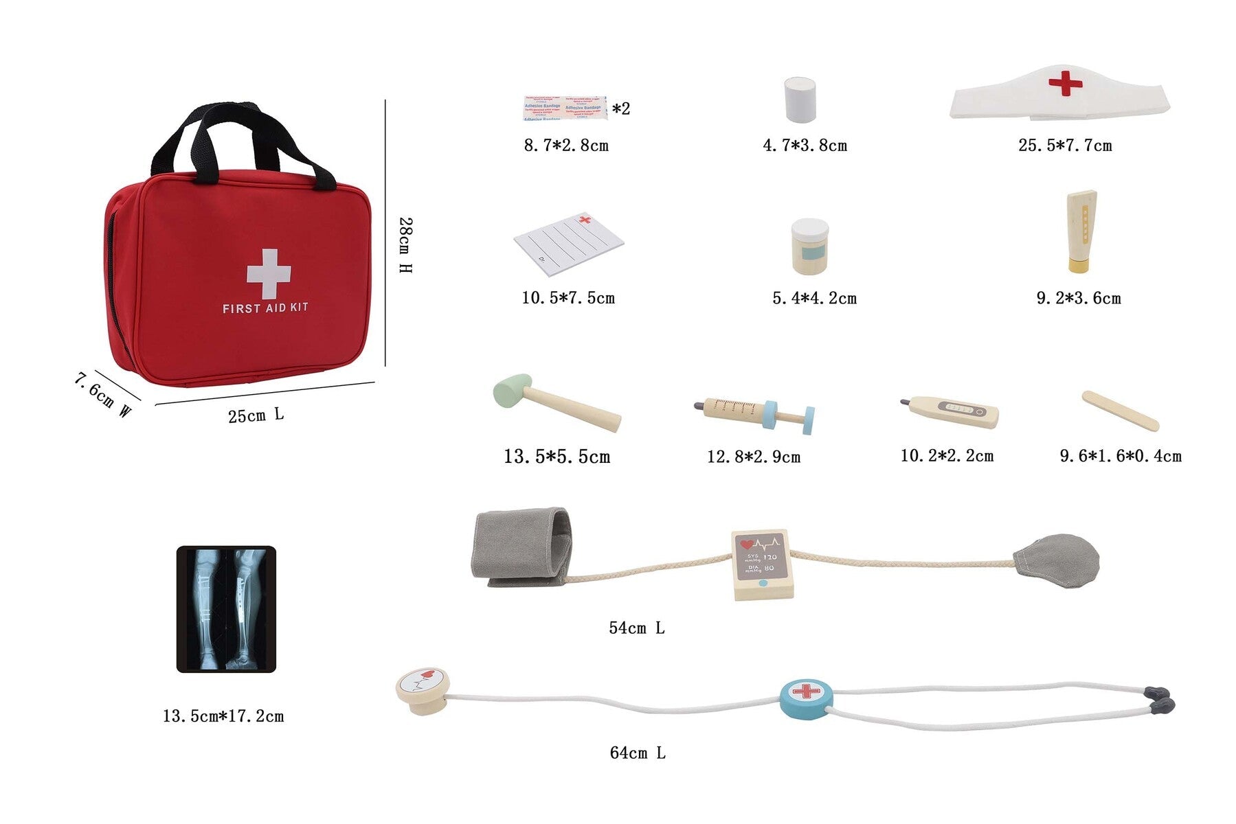 Kaper Kidz Deluxe Doctor Play Set with toy stethoscope, syringe, and medical tools for kids’ pretend play.