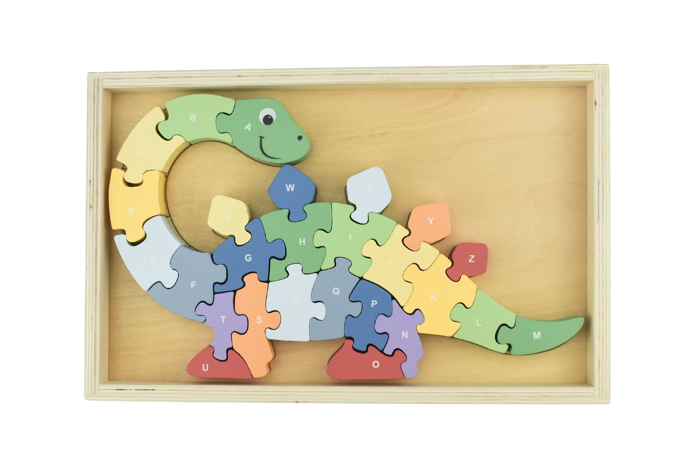 Kaper Kidz Dinosaur A-Z Chunky Jigsaw Puzzle featuring colorful dinosaur illustrations and large, easy-to-handle puzzle pieces.
