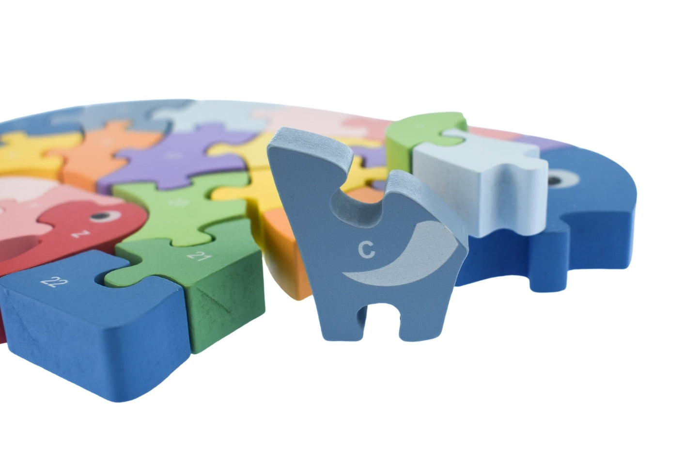 Kaper Kidz Elephant A-Z chunky jigsaw puzzle with colorful elephant illustration for kids, educational and fun for young children.